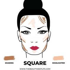 Contour Heart Shaped Face, Face Shape Contour, Heart Shape Face, Makeup Highlighting, Square Face Makeup, Heart Face Makeup, Heart Shaped Face Hairstyles, How To Contour Your Face, Highlighting And Contouring