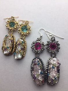 Beaded Dangle Earrings For Jewelry Making, Beaded Crystal Earrings For Jewelry Making, Simple Bead Embroidery, Embroidery Crystals, Jewelry 2023, Earring Ideas, Bead Embroidery, Beaded Embroidery, Etsy Accessories