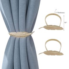 two pieces of blue curtains with the measurements for each curtain and how to measure them