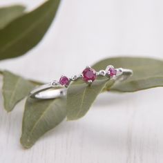 Simple delicate 3 stone ruby promise ring for her, Dainty minimalist 925 sterling silver womens ruby ring, Unique tiny ruby engagement ring WE OFFER UNLIMITED PERIOD INSTALLMENTS PLAN This is a beautiful, stunning, feminine ring that works well for all occasions, styles, and ages. You will love it! Ring information: Stones: Ruby Approximate size: 2.5mm (1 stone) Approximate size: 1.5mm (2 stones) Metal type: Silver Metal stamp: 925 Sterling Silver Installment Payments We offer installment paymen Ruby Three Stone Ring For Promise, Promise Ruby Ring With Three Stones, Ruby Stackable Birthstone Rings, Silver Three-stone Ruby Ring, Ruby Birthstone Stackable Rings, Silver Minimalist Ruby Promise Ring, Silver Ruby Ring With Three Stones, Minimalist Sterling Silver Ruby Promise Ring, White Gold Ruby Three Stone Jewelry