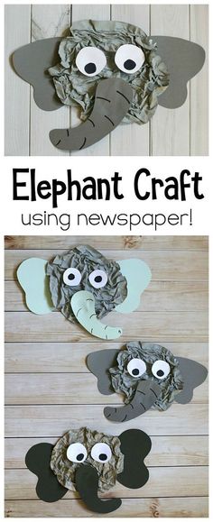 elephant craft using newspaper paper and googly eyes