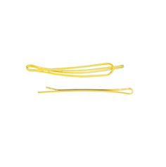 two yellow hair pins on a white background