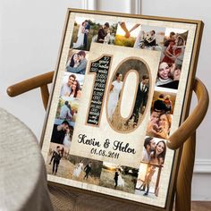 an anniversary photo collage with the number ten on it, and pictures of people