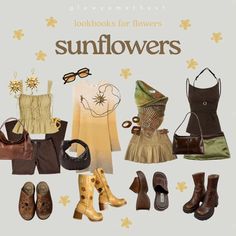 🌻 lookbooks for flowers part 4 🪷 • which lookbook is your favorite? 🌟 what other flowers should i do? 💌🖇 • fc: 93.7k date: june 6th • tags: #glowyamethyst #moodboard #moodboards #spring #springlookbook #waterlily #sunflowers #lavender #floweroutfit #flowerlookbook ] Flower Inspired Outfits, Honeycore Aesthetic Outfits, Brown Cottagecore, Yellow Skirt Outfits, Aesthetic Lookbook, Flowy Skirts, Yellow Fits, Cottagecore Outfits, Funky Outfits