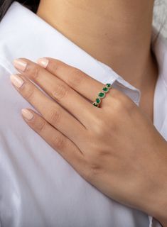 Multiple Emerald and Diamond Band | ZOE LEV Emerald And Diamond Band, Emerald Band Ring, Emerald Wedding Band, Emerald Band, Green Emerald Ring, Timeless Ring, Enamel Bangle, Emerald Engagement Ring Cut, Pandora Rings