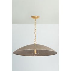 a light fixture hanging from the ceiling with a chain attached to it's end