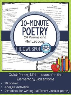 the owl's spot book cover for 10 - minute poetry and mini lessons with an owl