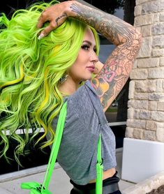 Spring Hair Color Blonde, Neon Green Hair, Fox Hair Color, Stylish Hair Colors, Fox Hair, Arctic Fox Hair Color, Hair Magic, Rainbow Hair Color, Space Cowgirl