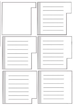 four blank pages with lines on each side and one line in the middle, all lined up