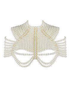 HILLSTONE Pearls Shawl – ZCRAVE Pearl Shawl, Shawl Top, Beaded Crop Top, Without Bra, Luxe Style, Retro Mode, Pearl Chain, Favorite Dress, Neck Collar