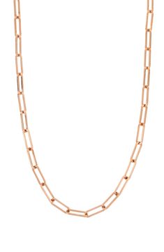 Paperclip links fashioned from 14-karat gold modernize this quiet, everyday necklace. Lobster clasp closure Handcrafted 14k gold Made in Italy Rose Gold Link Chain Necklace For Formal Occasions, Elegant Rose Gold Chain Necklace With Lobster Clasp, Formal Rose Gold Oval Link Necklace, Formal Rose Gold Link Necklace, Formal Necklaces With Rectangular Links And Lobster Clasp, Classic Rose Gold Chain Necklace With Rectangular Links, Rose Gold Necklaces With Rectangular Links, Luxury Paperclip Necklaces For Formal Events, Modern Rose Gold Link Necklaces