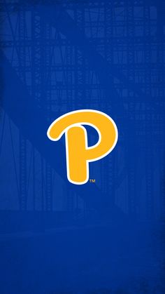 the pittsburgh pirates logo is shown on a blue background with an orange and yellow p