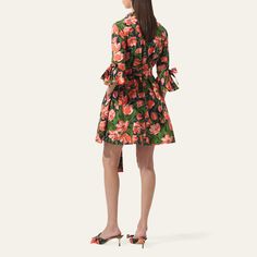 Carolina Herrera mini shirtdress in an allover floral print features a sash-tied belt at the waist and flounce sleeves with bow details  Point collar Button front closure  3/4 sleeves Side slip pockets  Hem falls above the knee A-line silhouette  Cotton/elastane Dry clean Made in Italy Mini Shirt Dress With Tie Waist For Daywear, Spring A-line Belted Dress For Daywear, Floral Print Knee-length Shirt Dress For Daywear, Floral Print Mini Shirt Dress For Daywear, Spring Dresses With Tie Waist And 3/4 Sleeve, Daywear Mini Dress With Tie Waist, Fall Floral Print Knee-length Shirt Dress, Spring Belted Dress With Tie Fastening For Daywear, A-line Dresses With Belted Cuffs