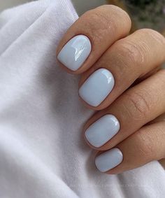 Blue Gel Nails, Baby Blue Nails, Hello Nails, Summer Toe Nails, Subtle Nails, Simple Gel Nails, Casual Nails, Short Acrylic, White Nail