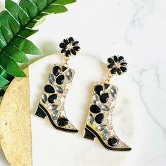 Boot Scootin’ Black Gold Cowgirl Boots Earrings Sparkle Rodeo Cowboy Western New Brand New See Pictures For Measurements! Zinc Alloy Material Even Prettier In Person, Perfect For Casual Or Special / Formal Occasions I Love To Bundle! Contact Me For Bundle Pricing Before Purchase! Inventory Bin H Country Music Concert Shania Taylor Swift Nashville Bride Dolly Parton Rhinestone Bling Boho Cute Nature Stud Small Dainty Formal Wedding Guest Bridesmaid Birthday Party Gift Festival Spring Summer 2022 Black Party Earrings For Summer, Black Casual Jewelry For Spring, Casual Black Jewelry For Spring, Casual Black Earrings For Summer, Black Casual Summer Earrings, Black Jewelry For Spring Party, Casual Black Summer Earrings, Gold Cowgirl Boots, Taylor Swift Nashville