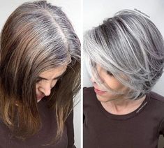 21 PERFECT HAIRSTYLES FOR WOMEN OVER 50 - valemoods Grey Hair Color Ideas, My Color Palette, Grey Hair Wig, Grey Ombre Hair, Grey Hair Looks, Grey Hair Inspiration