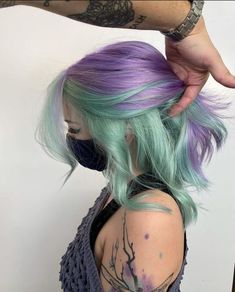 Purple And Green Hair, Colorful Hairstyles, Hair Color Underneath