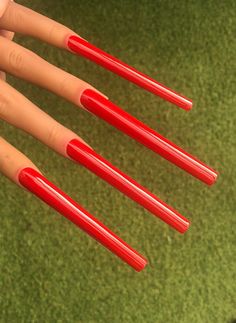 10XL Red false nail set / Classic Red Extendo Press on nails in a Tapered Square shape.  10XL  for added length and glamour 💅 All sets are handmade by me using Salon quality gel polishes base and top coats 💅 All sets come with a full prep kit including nail glue nail file and Cuticle pusher 💅 Feel free to message me with any questions about your nail set 💅 Dark Red Tapered Square Nails, Red Xl Nails, Xl Long Acrylic Nails Square Red, Red Tapered Square Nails, Extra Long Red Nails, Red Coffin Press On Nails, Long Fingernails, Tapered Square Nails, Cuticle Pusher