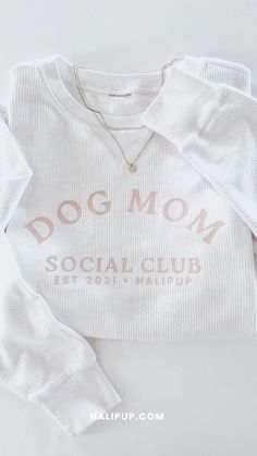 White Corded Crewneck “Dog Mom Social Club” Dog Mom Aesthetic, Canadian Dog, Summer Crewneck, Dog Lifestyle, Dog Mom Quotes, Mom Apparel, Mom Aesthetic, Mom Gift Ideas, Aesthetic Dog