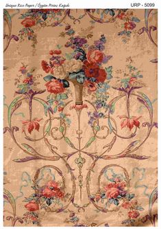 an old wallpaper with flowers and vines on it