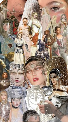 the collage shows many different types of women's hair and make - up