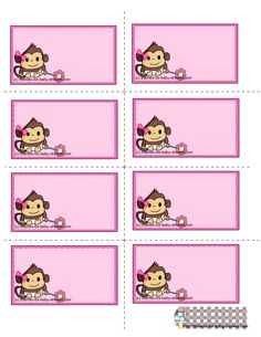 pink monkey name tags for the classroom to use on their desks or in school