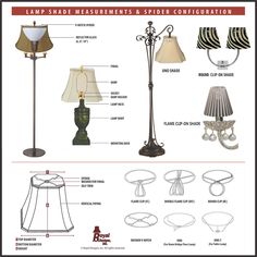 lamp shade measurements and spider configuration for lamps with shades on each side