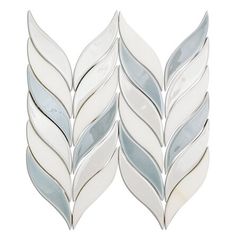 three white and silver leaves on a white background