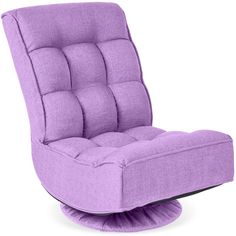 an upholstered purple chair on a white background