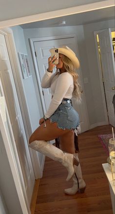 Cute Outfits To Wear With Cowgirl Boots, Country Nightclub Outfit, Corset With Cowgirl Boots, Stagecoach Couple Outfits, Western Outfits Women Concert Summer, Cowgirl Boots Shorts Outfit, Outfit Ideas For Cowgirl Boots, Romper And Cowboy Boots Outfits, Western Outfits Women Birthday