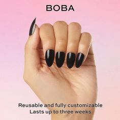 Glamnetic Boba Press On Nails With Nail Tabs | Reusable Nails With Easily Removable Adhesive Tabs -High-Quality Press-On Nail Kit: All Glamnetic Press-On Nail Sets Offer High-Quality Salon Style And Feature Protective Uv Coating, To Ensure Your Nails Will Never Break Or Split! -Black Short Almond Nails - The Pertect Jet-Black Nail Set That Will Never Go Out Of Style! Plus, Each Nail Features A Tapered Fit Towards The Cuticle To Give You The Most Natural Look, So You're Mani Will Always Look Clas Black Short Almond Nails, Short Round Nails, Short Almond Nails, Short Almond, Mermaid Nails, Nail Sets, Black Nail Designs, Round Nails, Nail Buffer