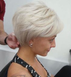 Haircut For Women Over 50, Layered Bob Haircut, Longer Pixie, Cool Blonde Tone, Haircut For Women, Icy Blonde Hair