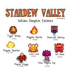 the stardew valley characters are depicted in this poster