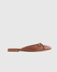 Italian Leather Pointed Mule Pointed Mules, Brown Mules, Mule Flats, Pointy Flats, Ballerina Style, Tony Bianco, Flat Mules, Leather Bow, Leather Bows