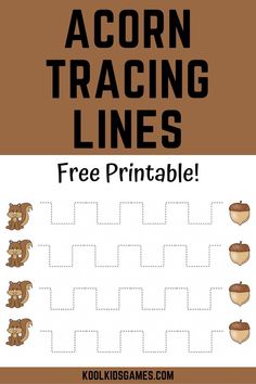 a free printable acorn traceing game for kids