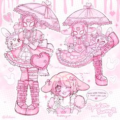 Cute Little Drawings, Pink Outfits