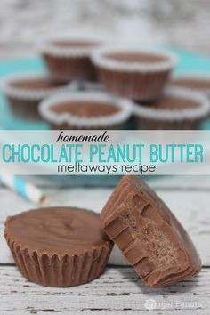 homemade chocolate peanut butter meltaways recipe on a white wooden table with text overlay