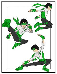 the green lantern character is doing different poses