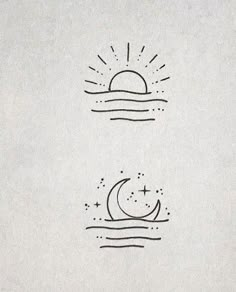 the sun and moon are drawn on paper