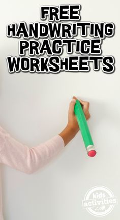 Free handwriting practice worksheets for kids - Kids Activities Blog - child's hand holding pencil writing Elementary Handwriting Practice, How To Write Nice Handwriting, Neat Handwriting Practice Sheets Free, Print Handwriting Practice Sheets, Free Cursive Worksheets