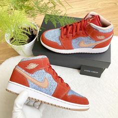 Air Jordan 1 Mid SE "Denim Red Suede" Casual Orange Jordan Shoes, Red Casual Basketball Shoes With Speckled Midsole, Casual Red Basketball Shoes With Speckled Midsole, Retro Basketball Shoes, Air Jordan 1 Mid Se, Retro Basketball, Air Jordan 1 Mid, Jordan 1 Mid, Red Suede