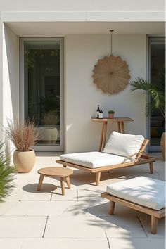 Scandinavian-style patio with minimalist furniture and clean lines