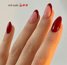 Red Minimal Nails, Red Nails Ideas Almond, Subtle Nails, Simple Gel Nails, Casual Nails, Her Nails, Blush Nails, Red Nail