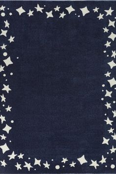 a blue rug with white stars on it