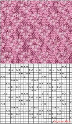 the knitting pattern is shown in pink, and it has two rows of stitches on each side