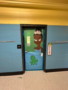 a door decorated to look like a princess and frog