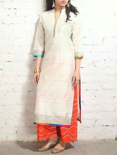 Jaypore - gota detail suit Tunics Online, Kurti Patterns, Gota Work, Silk Tunic, Salwar Kameez Designs, Indian Outfit