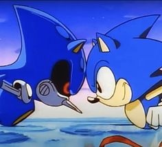 sonic the hedgehog kissing another sonic the hedgehog in an animated scene from the television series