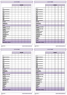 four printable timesheets for each student to use in the school's classroom