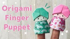 an origami finger puppet is shown with the words, origami finger puppet